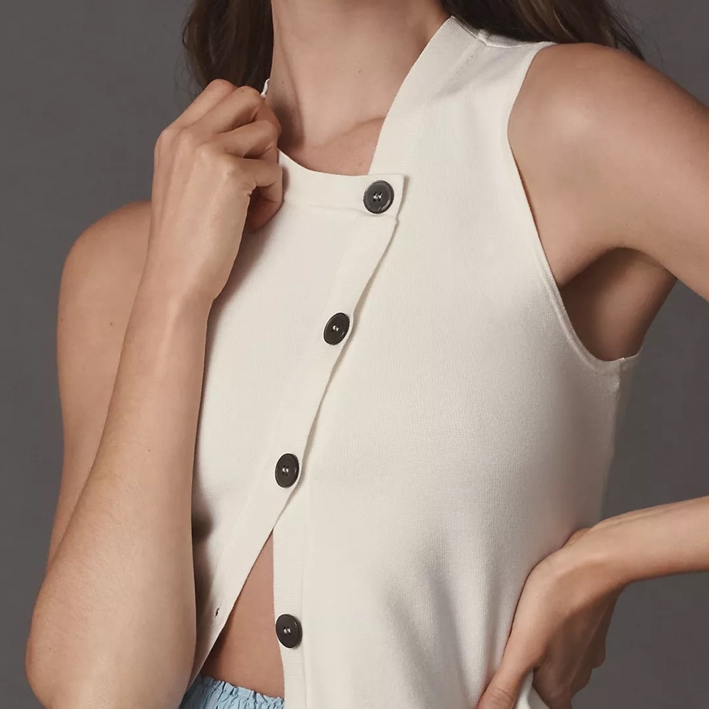 Anthropologie Sovere Asymmetrical White Sweater Vest